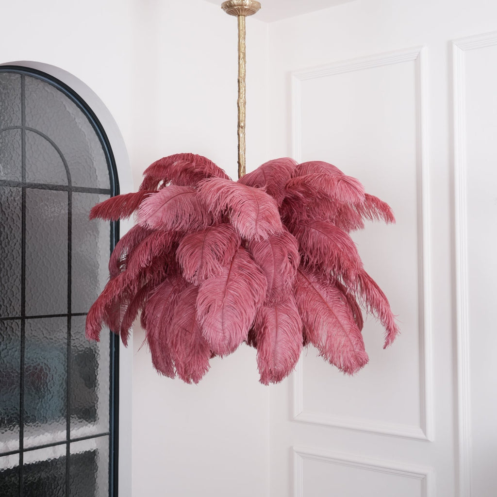 Lustra Chandelier Plume d'Autruche Grand Pied en Laiton - Neutralighting
