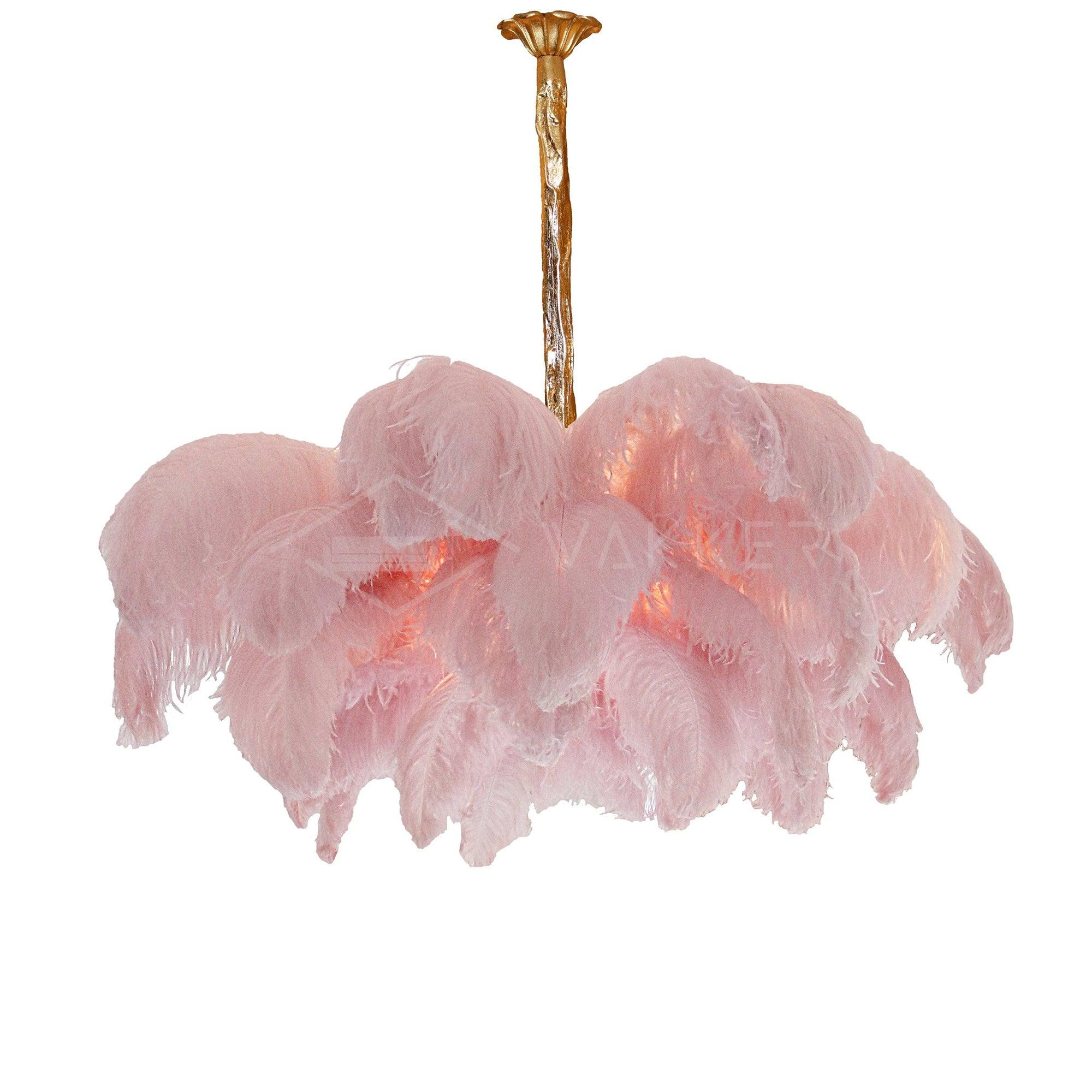 Lustra Chandelier Plume d'Autruche Grand Pied en Laiton - Neutralighting