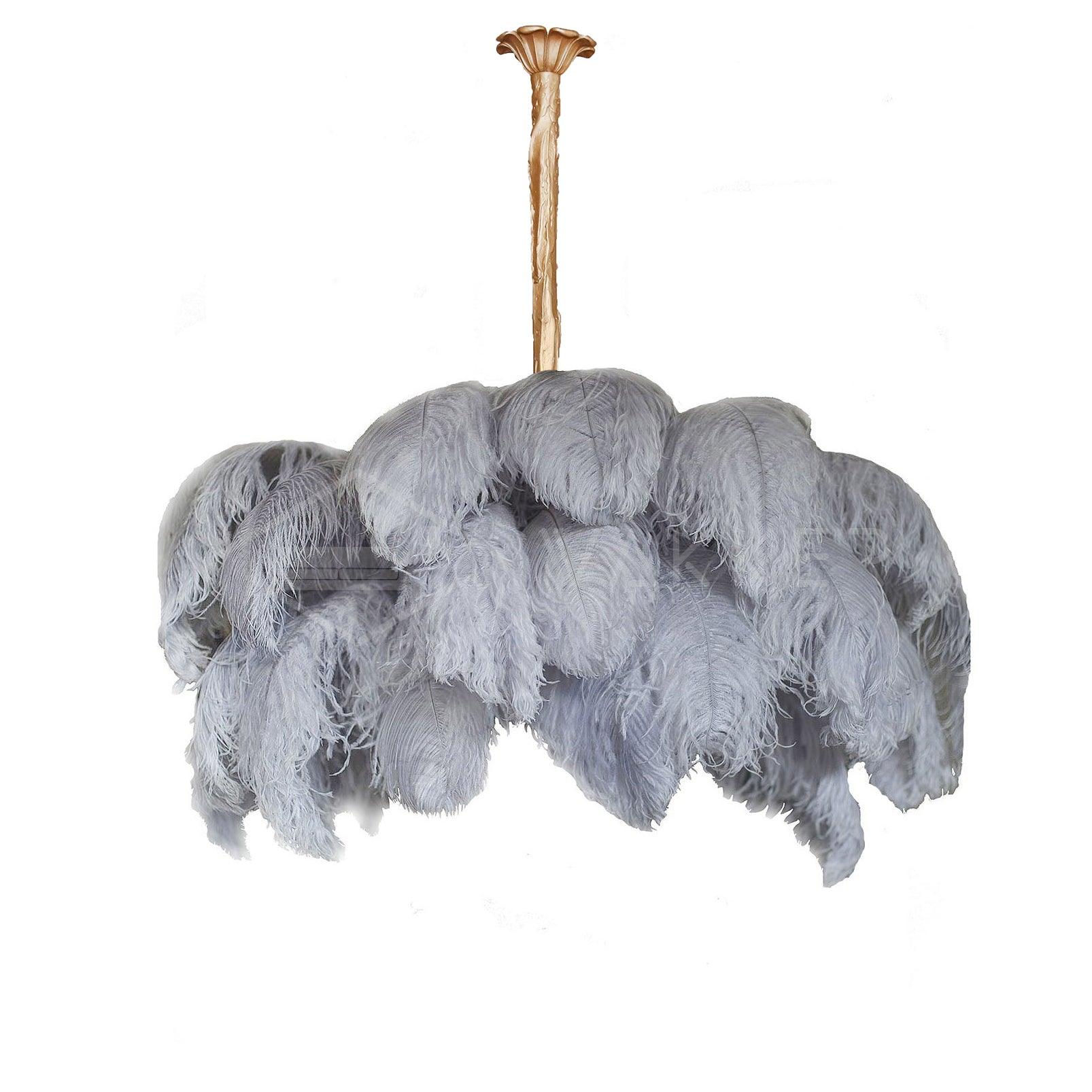Lustra Chandelier Plume d'Autruche Grand Pied en Laiton - Neutralighting
