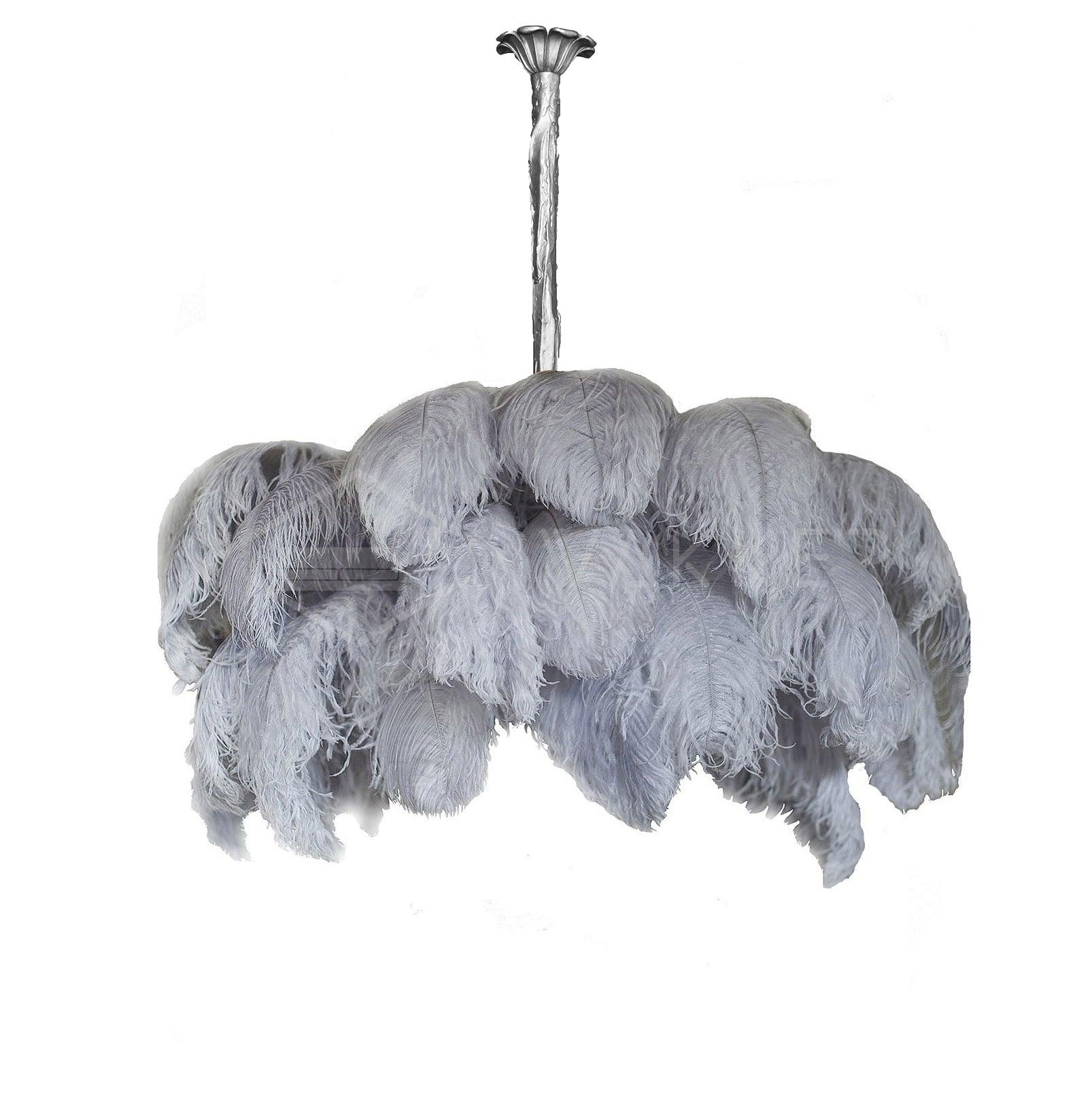 Lustra Chandelier Plume d'Autruche Grand Pied en Laiton - Neutralighting