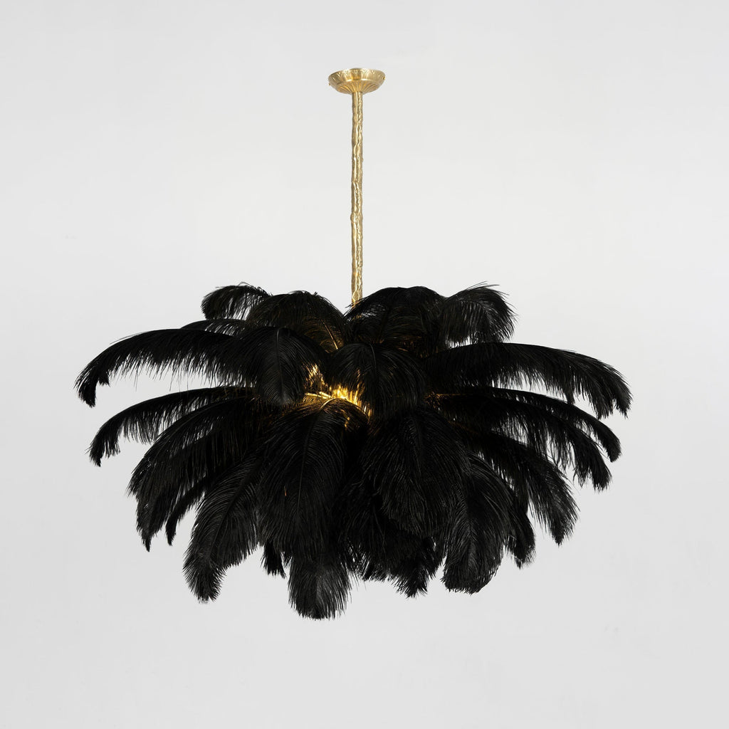 Lustra Chandelier Plume d'Autruche Grand Pied en Laiton - Neutralighting