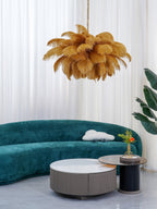 Lustra Chandelier Plume d'Autruche Grand Pied en Laiton - Neutralighting