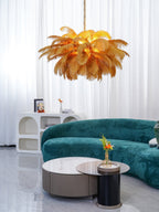 Lustra Chandelier Plume d'Autruche Grand Pied en Laiton - Neutralighting