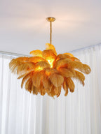 Lustra Chandelier Plume d'Autruche Grand Pied en Laiton - Neutralighting