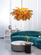 Lustra Chandelier Plume d'Autruche Grand Pied en Laiton - Neutralighting