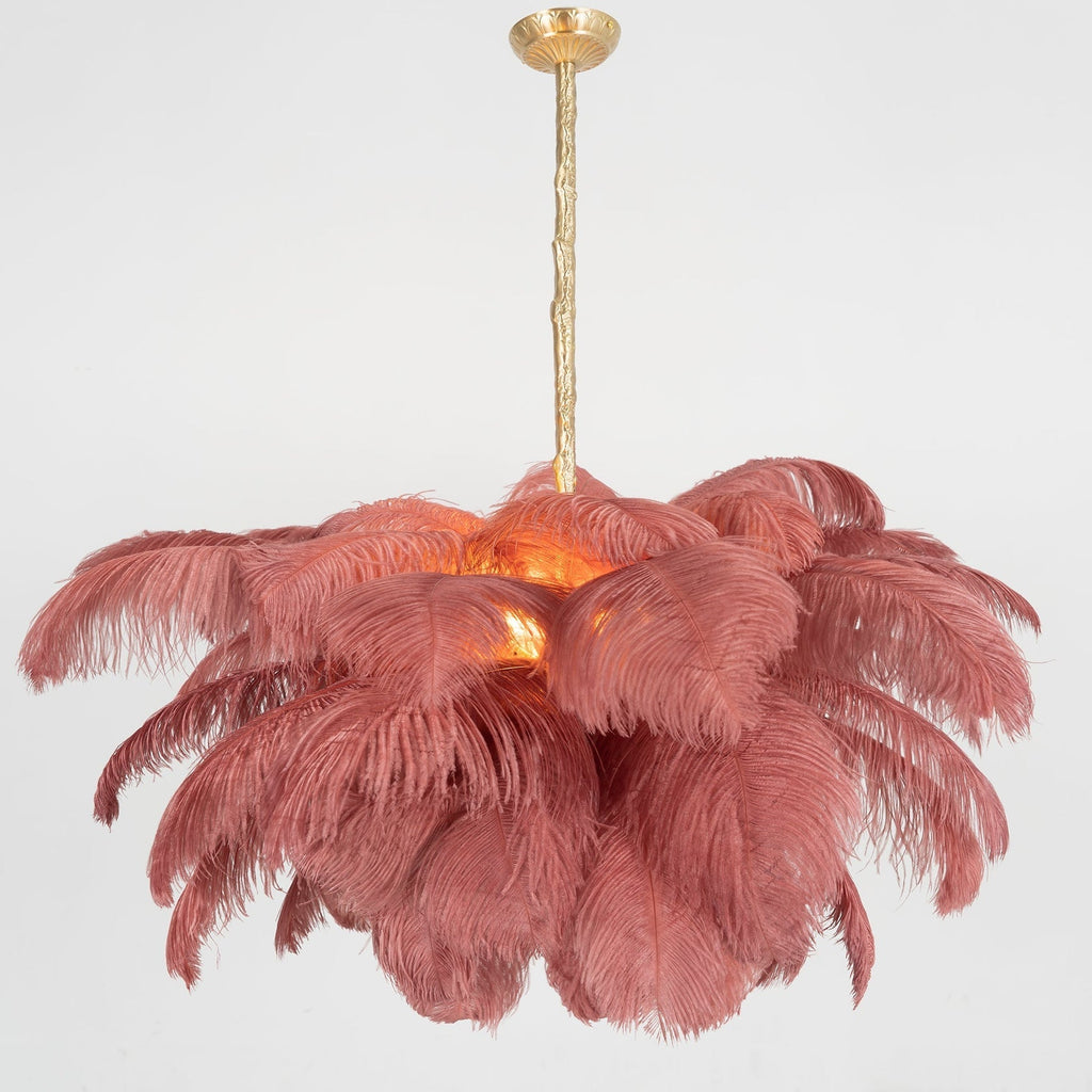 Lustra Chandelier Plume d'Autruche Grand Pied en Laiton - Neutralighting