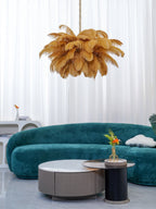 Lustra Chandelier Plume d'Autruche Grand Pied en Laiton - Neutralighting