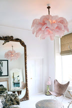 Lustra Chandelier Plume d'Autruche Grand Pied en Laiton - Neutralighting