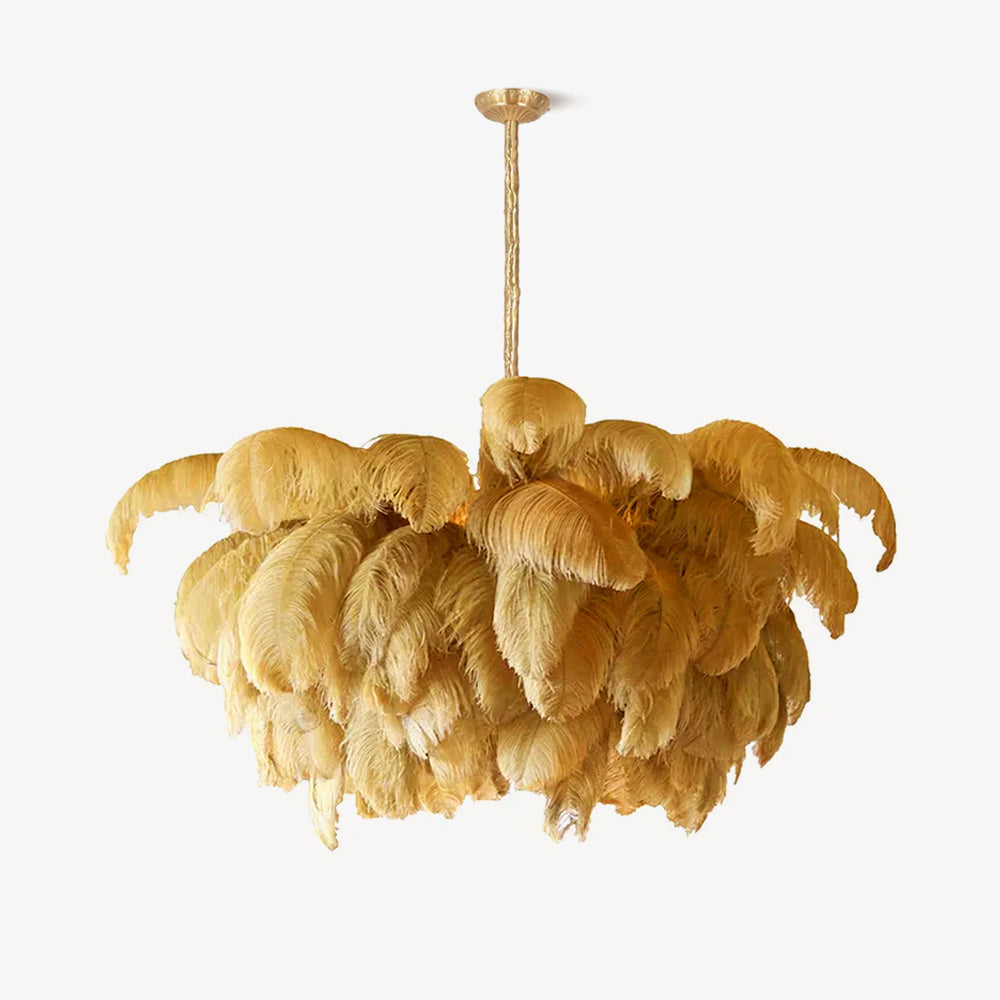 Lustra Chandelier Plume d'Autruche Grand Pied en Laiton - Neutralighting