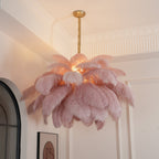 Lustra Chandelier Plume d'Autruche Grand Pied en Laiton - Neutralighting