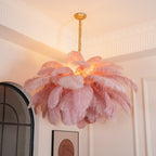 Lustra Chandelier Plume d'Autruche Grand Pied en Laiton - Neutralighting