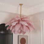 Lustra Chandelier Plume d'Autruche Grand Pied en Laiton - Neutralighting