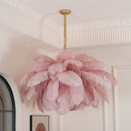 Lustra Chandelier Plume d'Autruche Grand Pied en Laiton - Neutralighting
