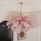 Lustra Chandelier Plume d'Autruche Grand Pied en Laiton - Neutralighting