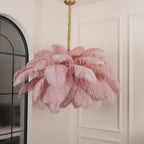 Lustra Chandelier Plume d'Autruche Grand Pied en Laiton - Neutralighting