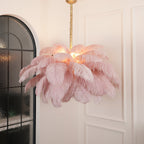 Lustra Chandelier Plume d'Autruche Grand Pied en Laiton - Neutralighting