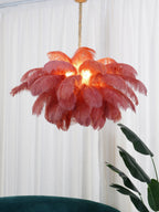 Lustra Chandelier Plume d'Autruche Grand Pied en Laiton - Neutralighting