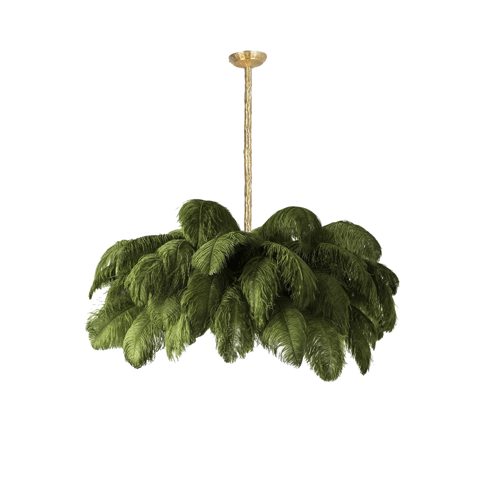 Lustra Chandelier Plume d'Autruche Grand Pied en Laiton - Neutralighting
