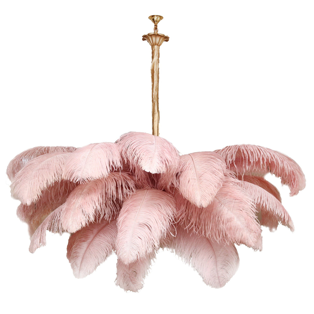 Lustra Chandelier Plume d'Autruche Grand Pied en Laiton - Neutralighting