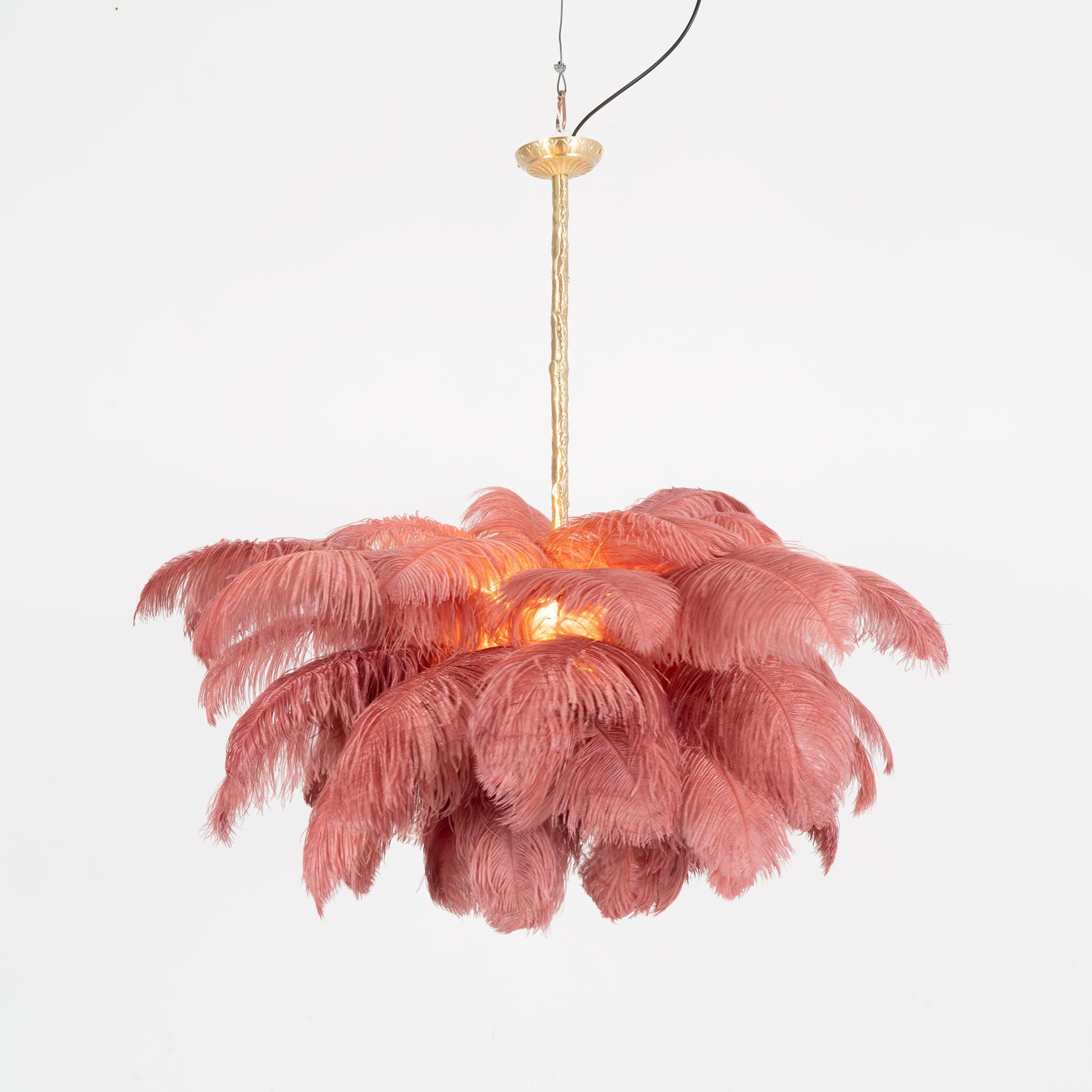 Lustra Chandelier Plume d'Autruche Grand Pied en Laiton - Neutralighting