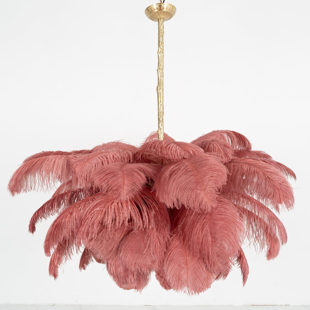 Lustra Chandelier Plume d'Autruche Grand Pied en Laiton - Neutralighting