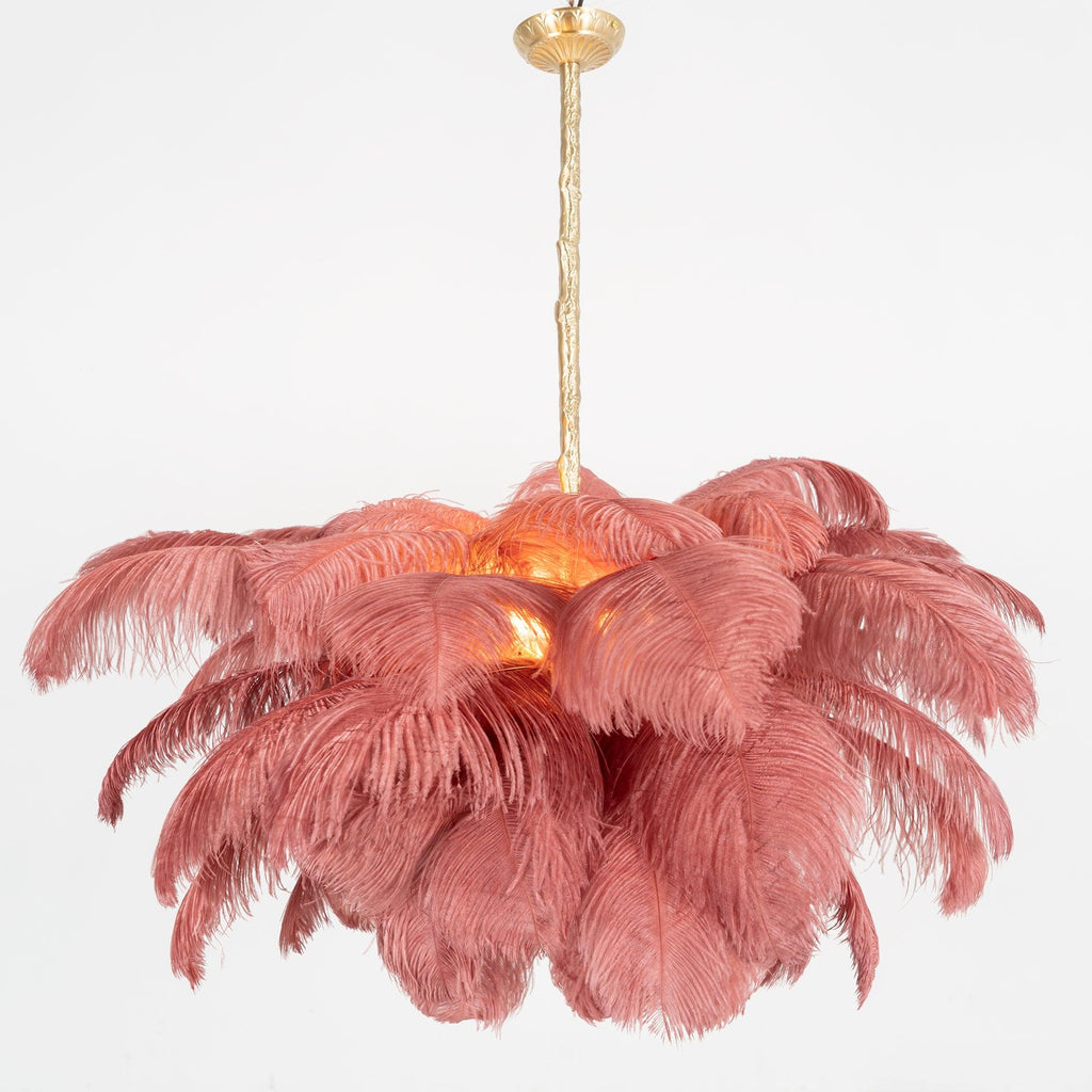 Lustra Chandelier Plume d'Autruche Grand Pied en Laiton - Neutralighting