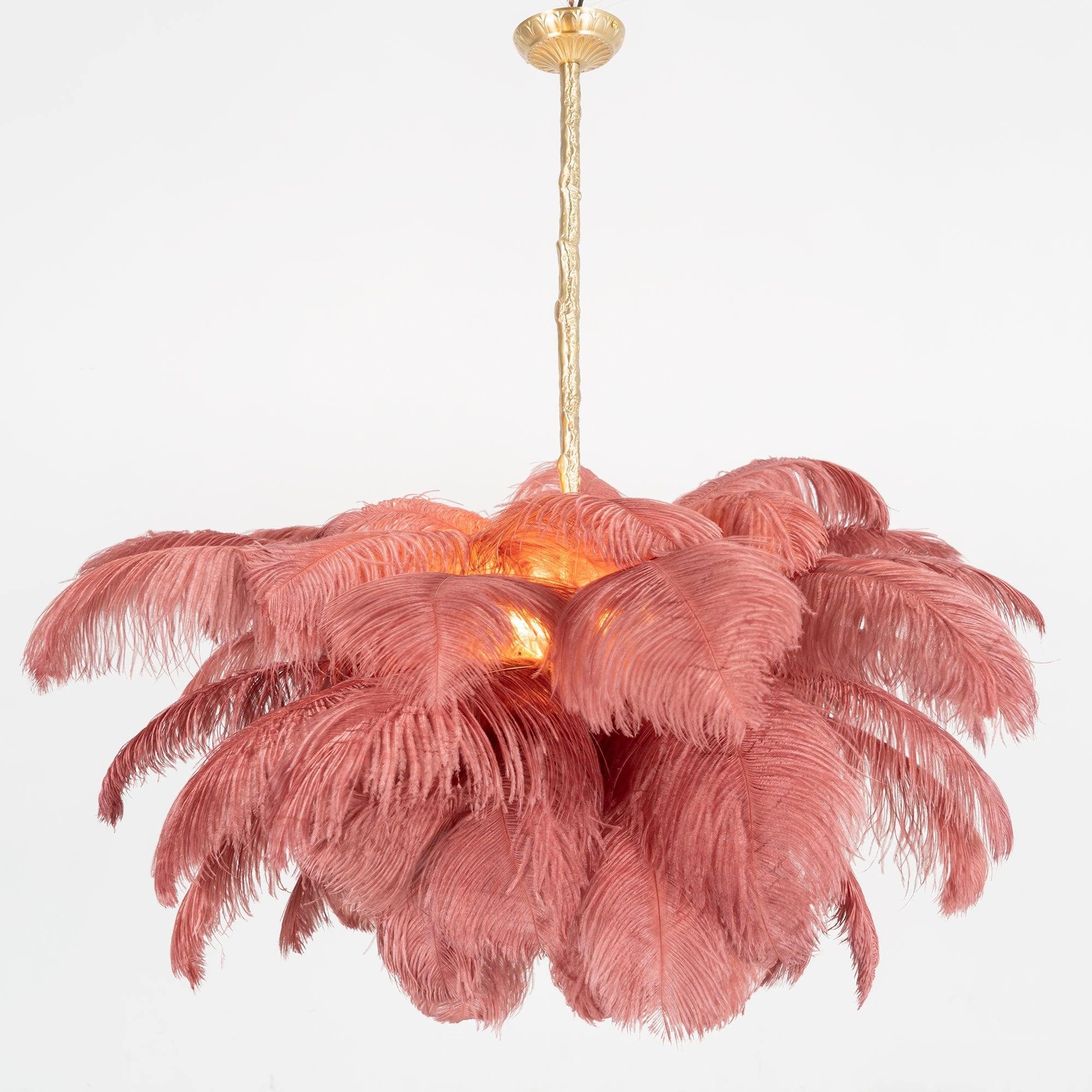 Lustra Chandelier Plume d'Autruche Grand Pied en Laiton - Neutralighting
