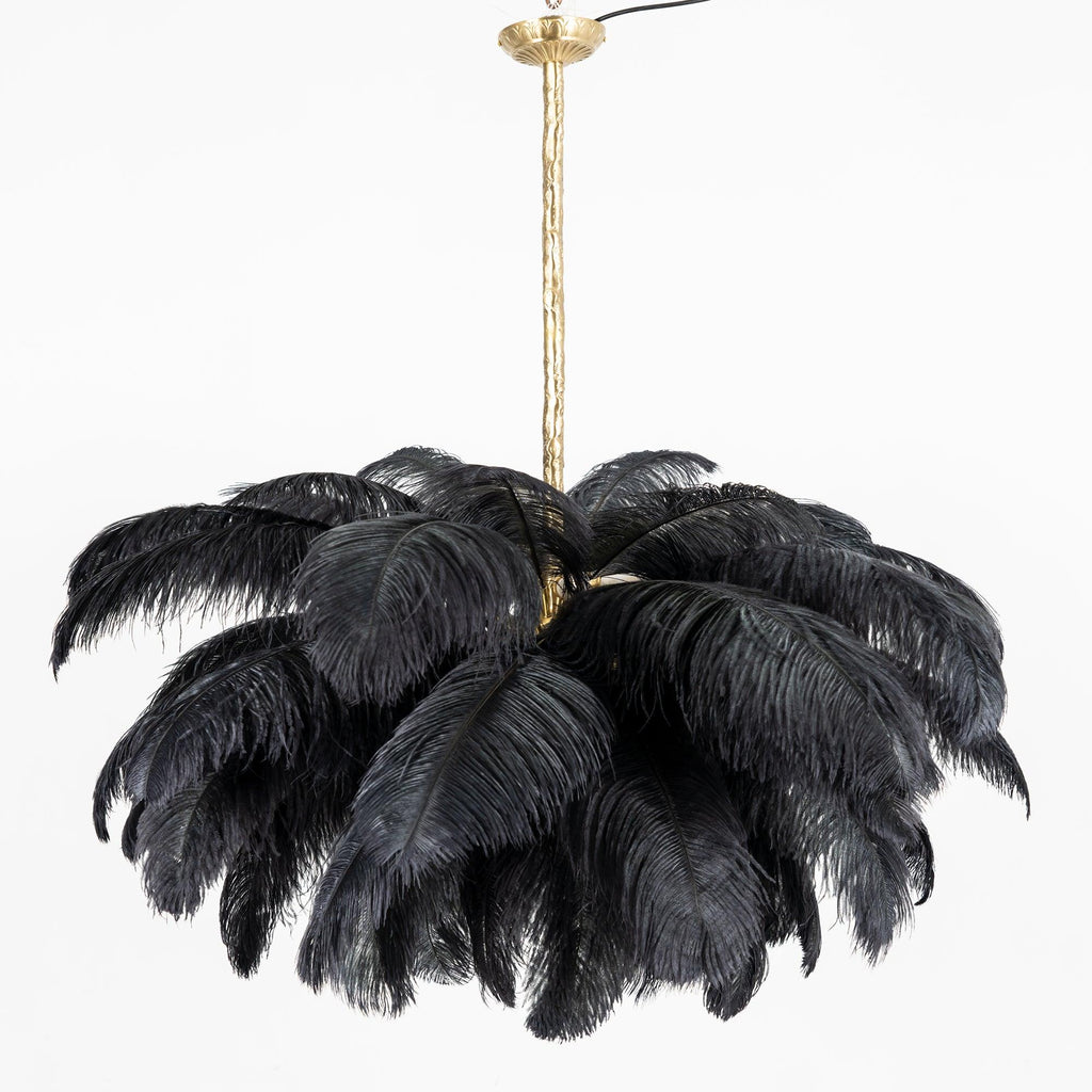 Lustra Chandelier Plume d'Autruche Grand Pied en Laiton - Neutralighting