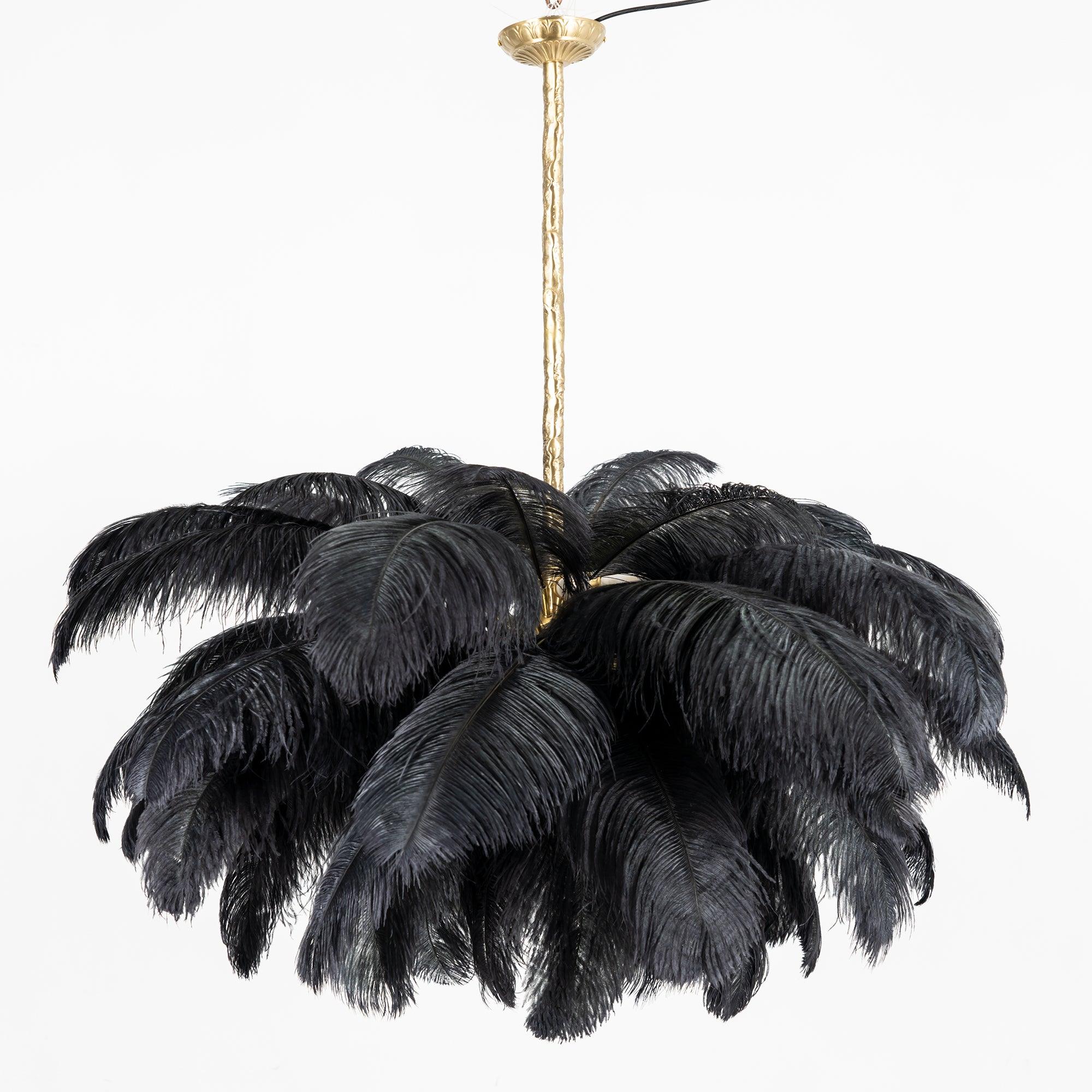 Lustra Chandelier Plume d'Autruche Grand Pied en Laiton - Neutralighting