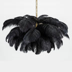Lustra Chandelier Plume d'Autruche Grand Pied en Laiton - Neutralighting