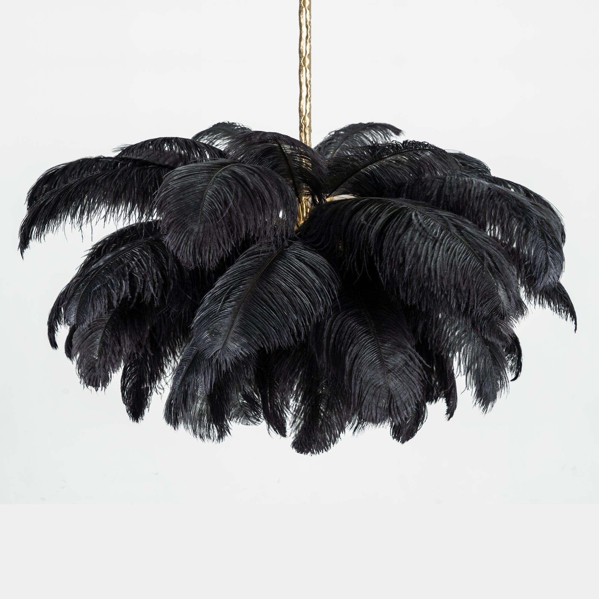 Lustra Chandelier Plume d'Autruche Grand Pied en Laiton - Neutralighting