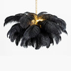 Lustra Chandelier Plume d'Autruche Grand Pied en Laiton - Neutralighting