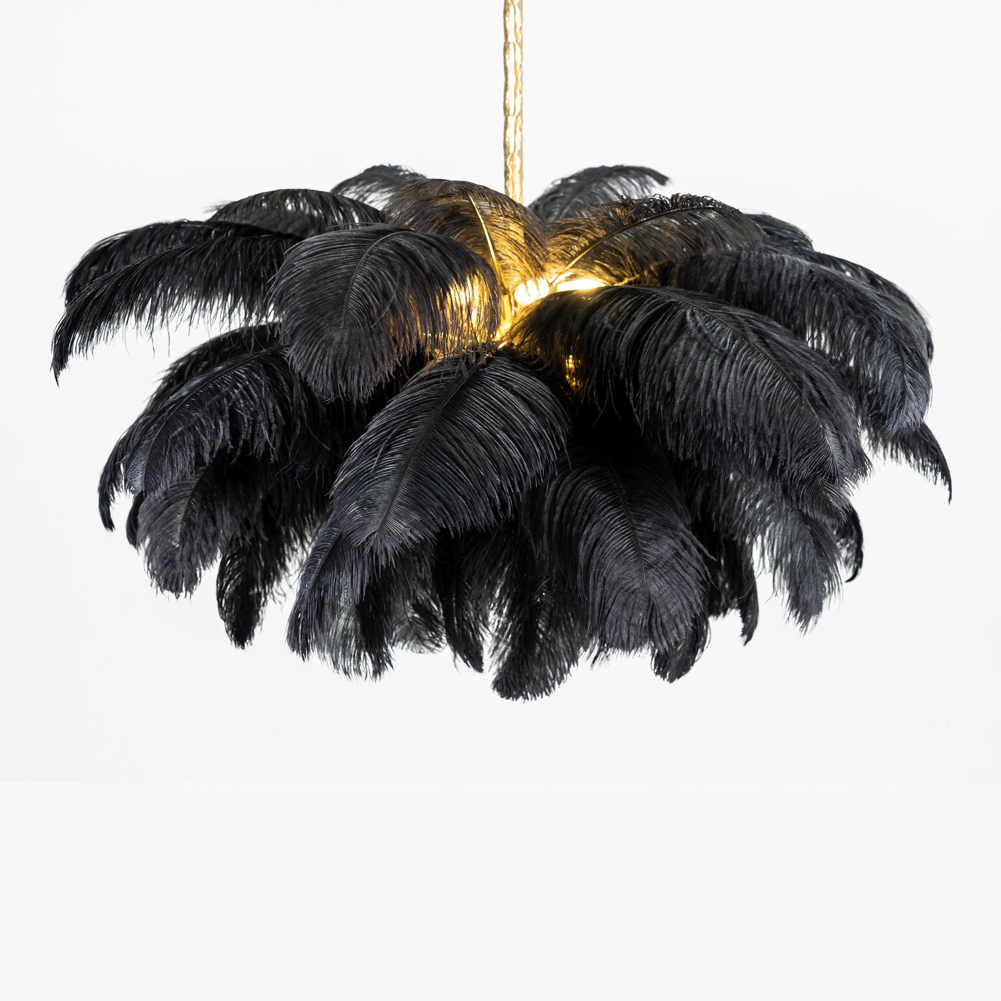Lustra Chandelier Plume d'Autruche Grand Pied en Laiton - Neutralighting