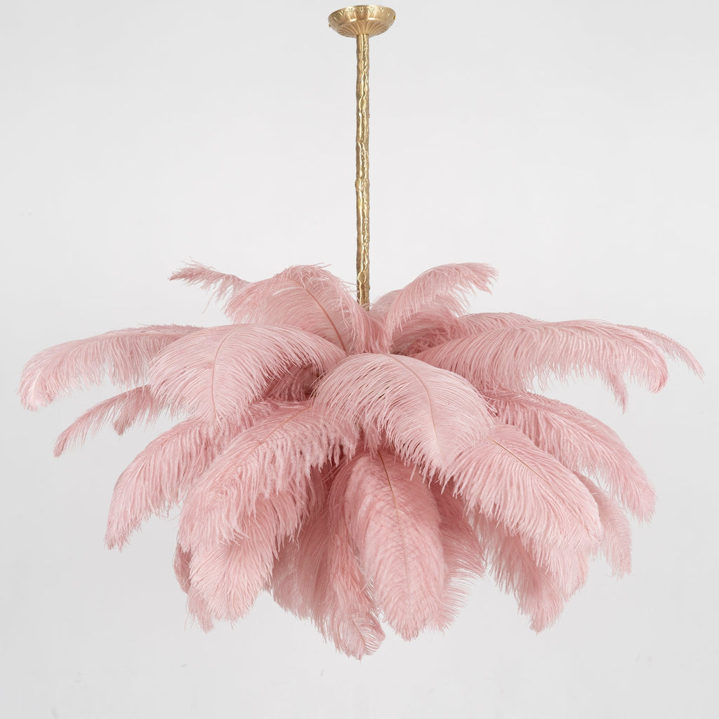 Lustra Chandelier Plume d'Autruche Grand Pied en Laiton - Neutralighting