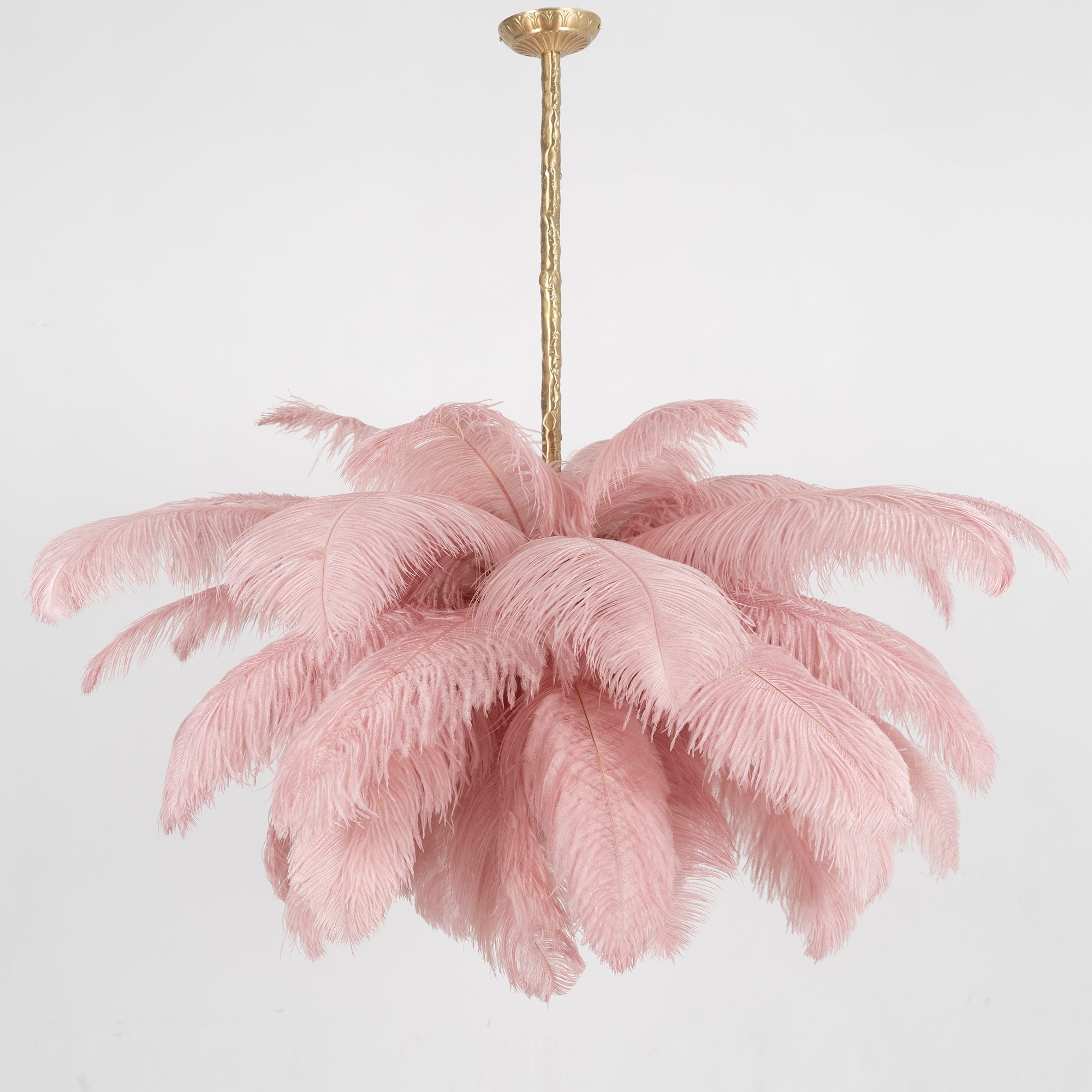Lustra Chandelier Plume d'Autruche Grand Pied en Laiton - Neutralighting