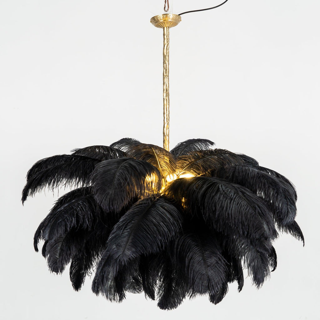 Lustra Chandelier Plume d'Autruche Grand Pied en Laiton - Neutralighting