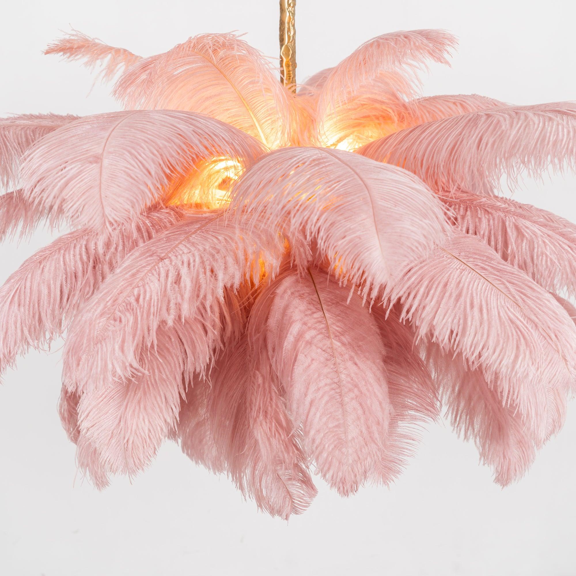 Lustra Chandelier Plume d'Autruche Grand Pied en Laiton - Neutralighting