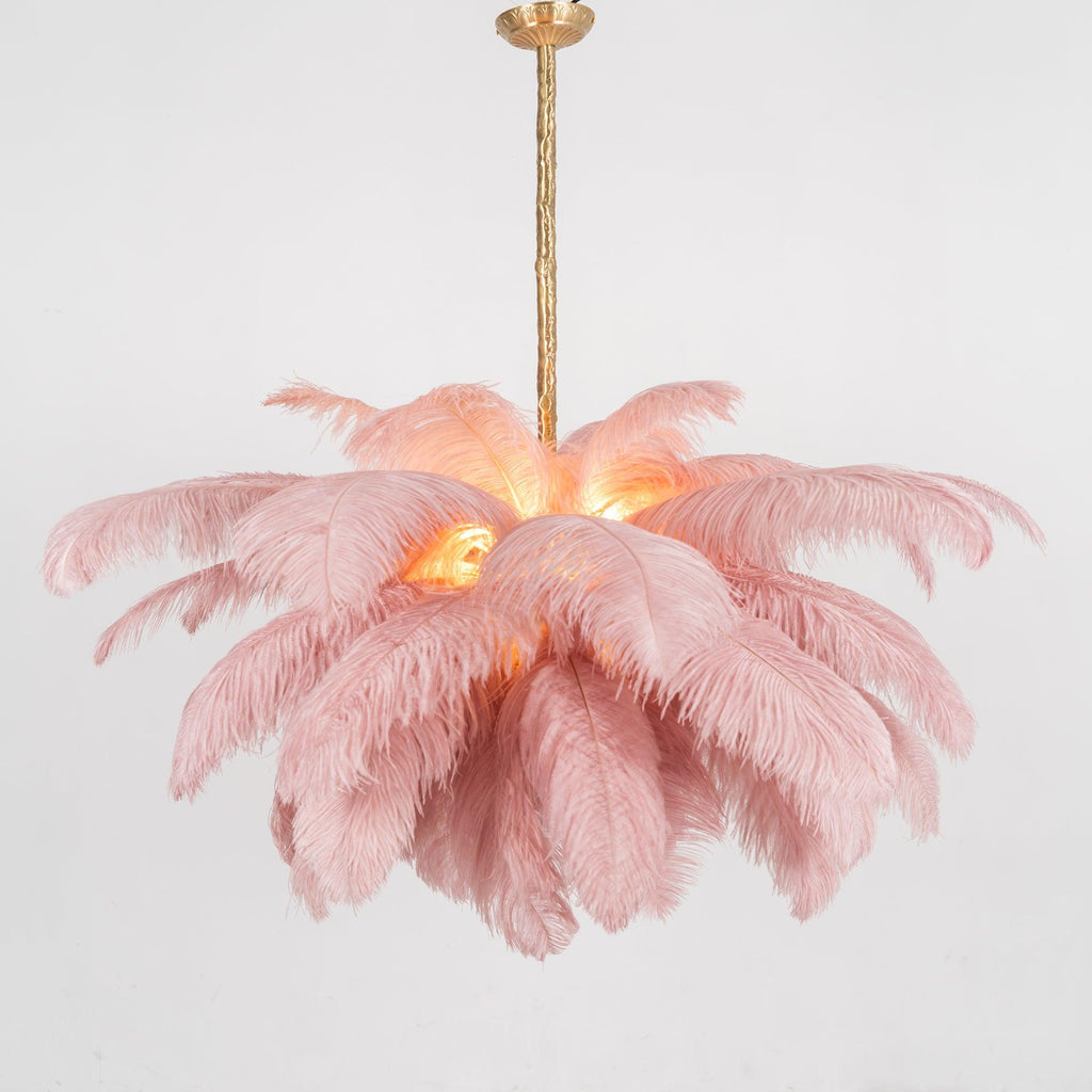Lustra Chandelier Plume d'Autruche Grand Pied en Laiton - Neutralighting