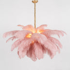 Lustra Chandelier Plume d'Autruche Grand Pied en Laiton - Neutralighting