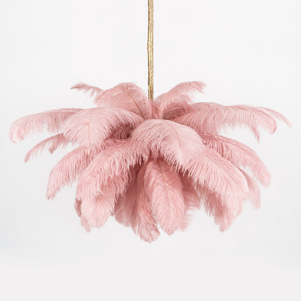 Lustra Chandelier Plume d'Autruche Grand Pied en Laiton - Neutralighting