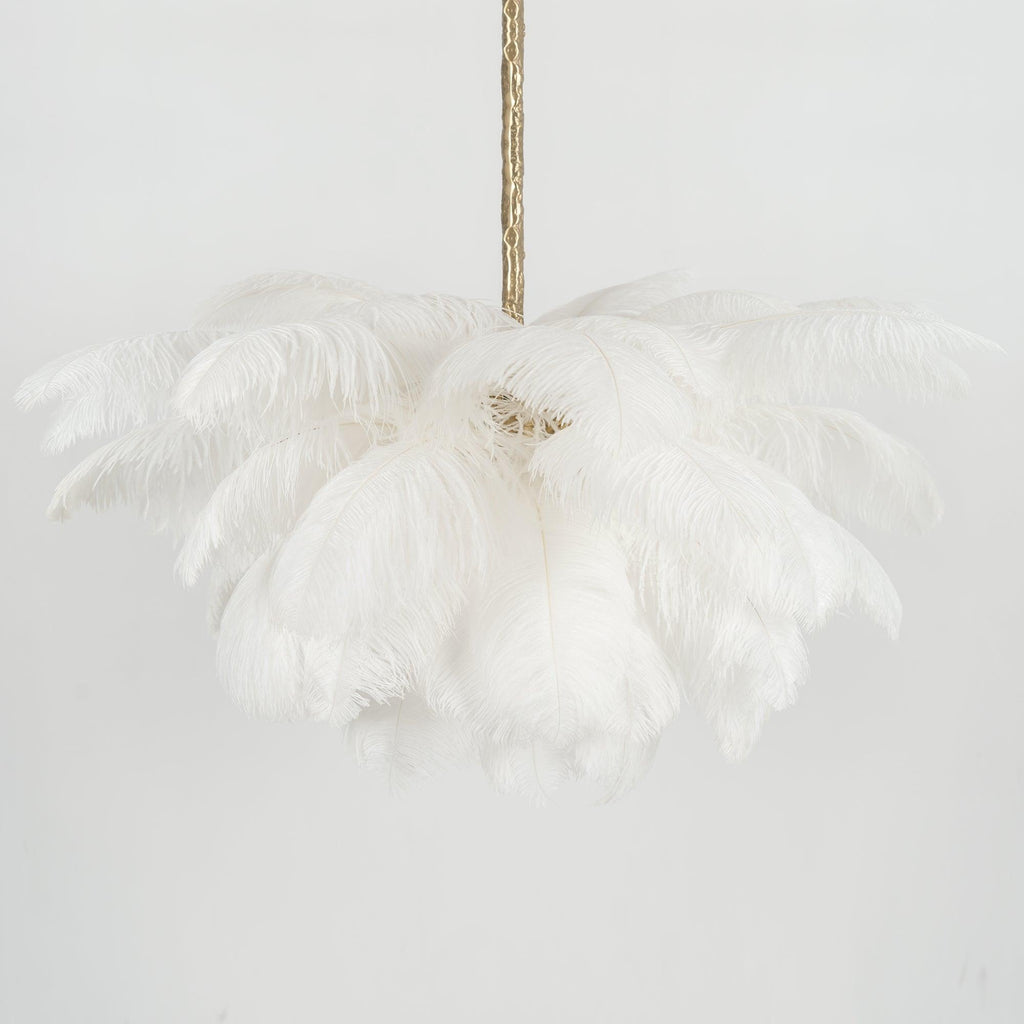 Lustra Chandelier Plume d'Autruche Grand Pied en Laiton - Neutralighting