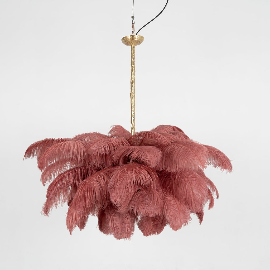 Lustra Chandelier Plume d'Autruche Grand Pied en Laiton - Neutralighting