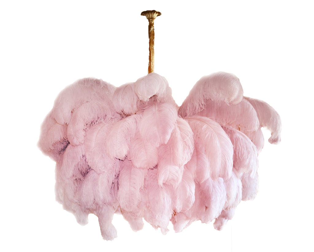 Lustra Chandelier Plume d'Autruche Grand Pied en Laiton - Neutralighting
