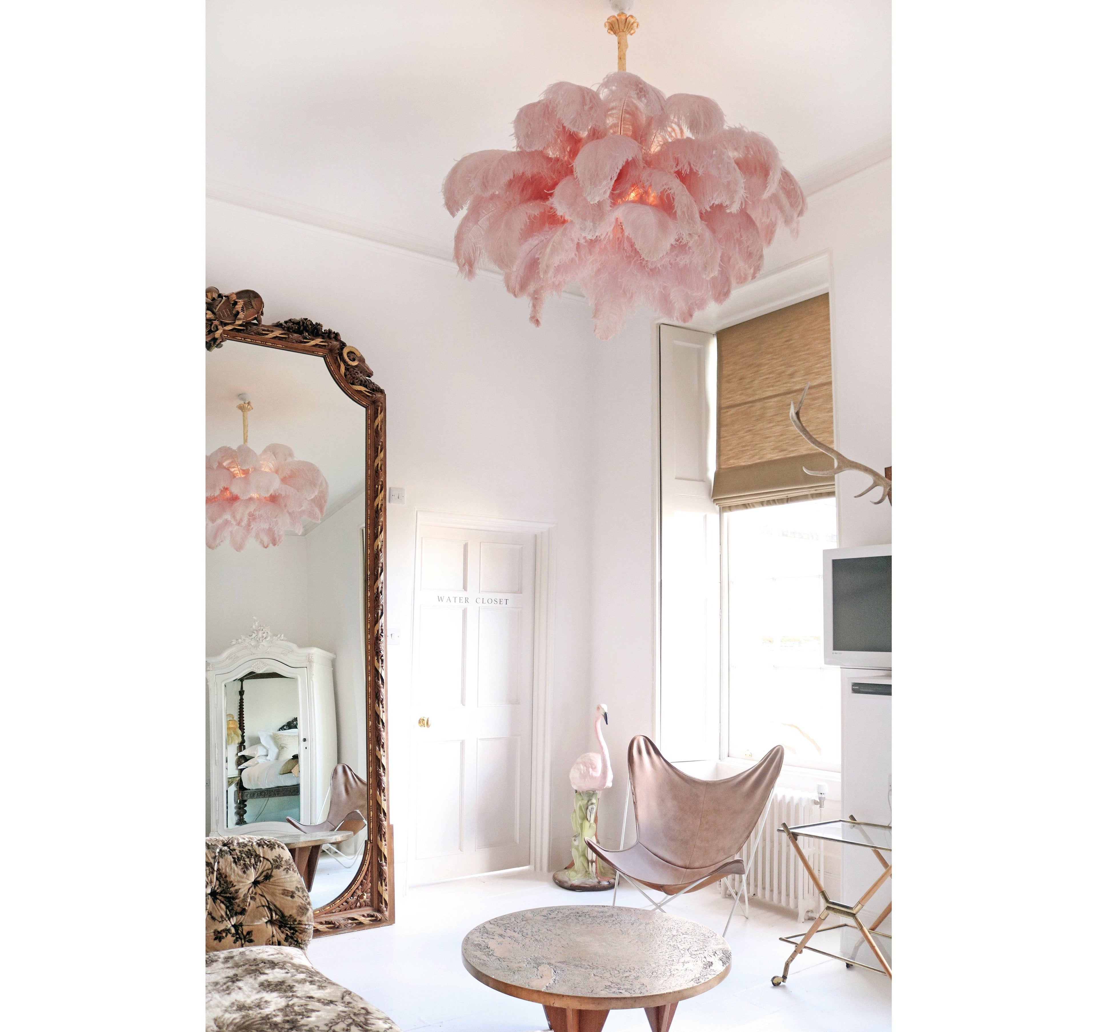Lustra Chandelier Plume d'Autruche Grand Pied en Laiton - Neutralighting