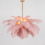 Lustra Chandelier Plume d'Autruche Grand Pied en Laiton - Neutralighting
