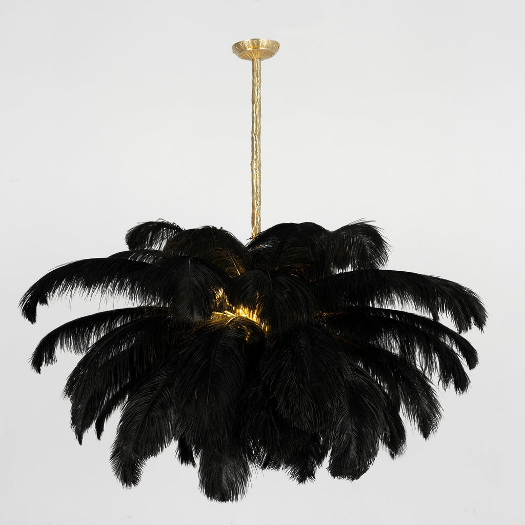 Lustra Chandelier Plume d'Autruche Grand Pied en Laiton - Neutralighting