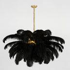 Lustra Chandelier Plume d'Autruche Grand Pied en Laiton - Neutralighting