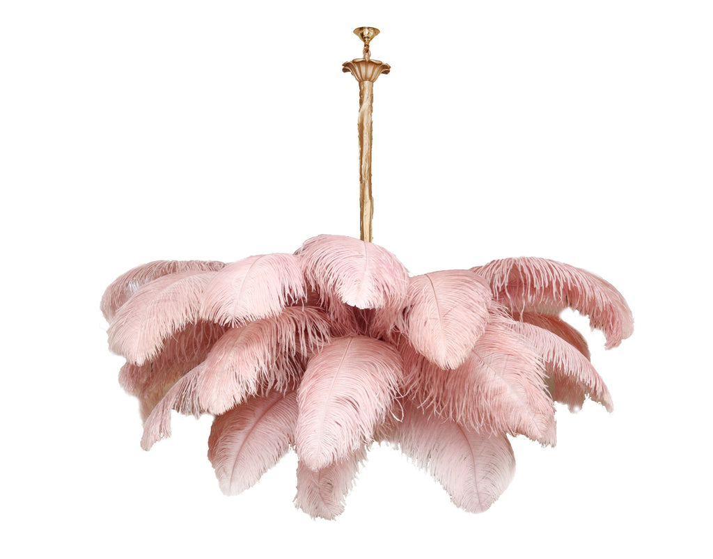 Lustra Chandelier Plume d'Autruche Grand Pied en Laiton - Neutralighting