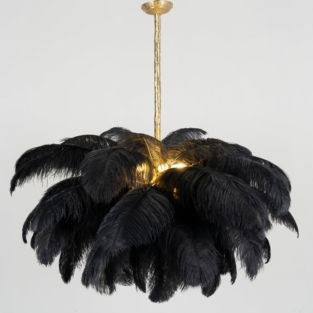 Lustra Chandelier Plume d'Autruche Grand Pied en Laiton - Neutralighting