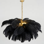Lustra Chandelier Plume d'Autruche Grand Pied en Laiton - Neutralighting
